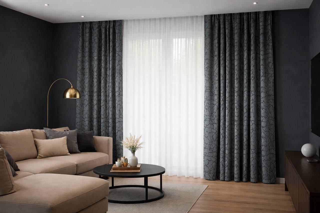 Тюль комбинированный 640х270 см Серо-голубой мрамор/Белый бамбук Тюль комбинированный 640х270 см Серо-голубой мрамор/Белый бамбук