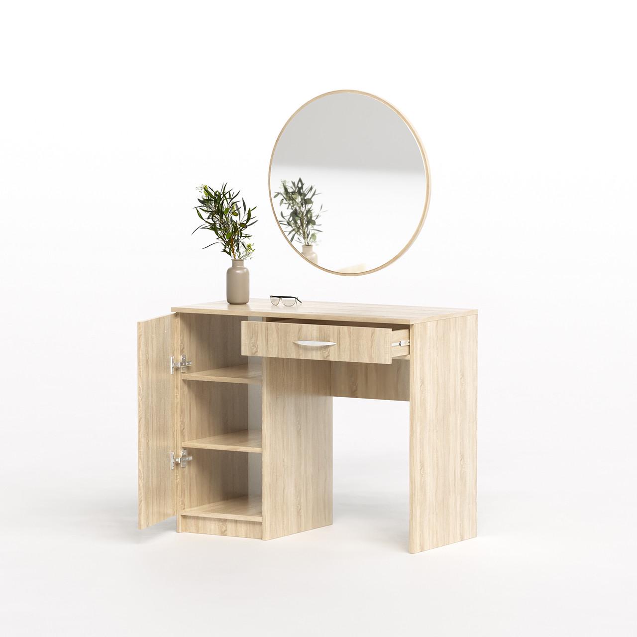 Туалетний столик New and Classic із круглим дзеркалом 750х900х450 мм Дуб сонома (ТЗ-1 ручки-3) - фото 5 Туалетний столик New and Classic із круглим дзеркалом 750х900х450 мм Дуб сонома (ТЗ-1 ручки-3) - фото 5