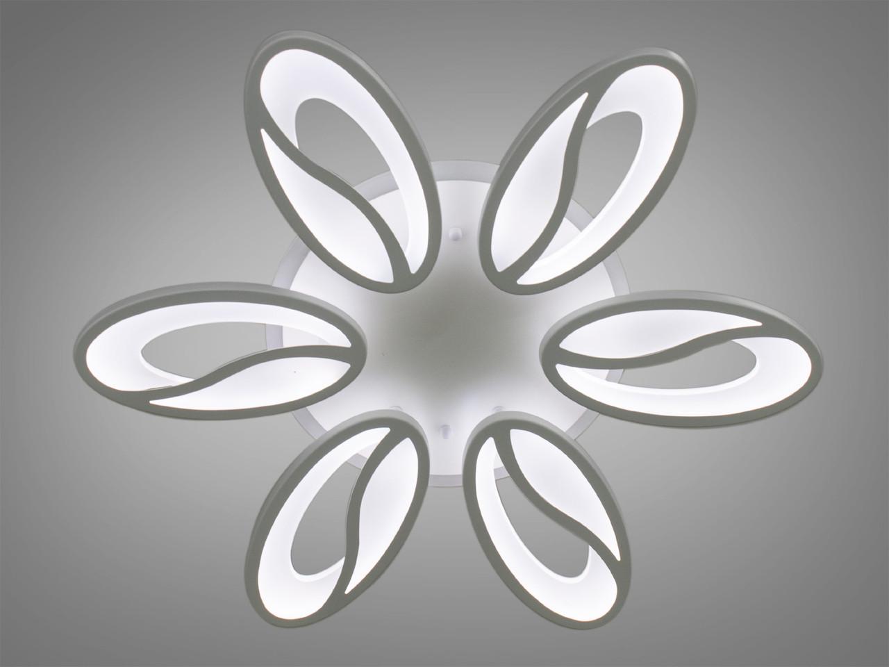 Люстра Led с подсветкой 8090-6WH-LS 105W на 15 м2 Белый (1790706590) - фото 4