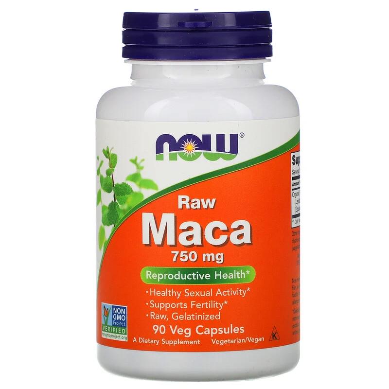 Натуральна добавка Now Foods Maca Raw 750 мг 90 капсул