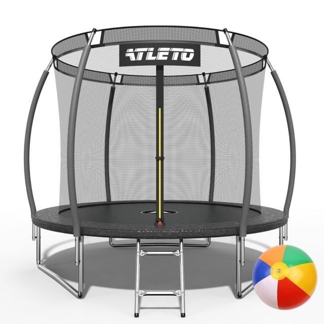 Батут детский с внутренней сеткой и стремянкой Atleto с мячом 252 см Черный (2527885535)