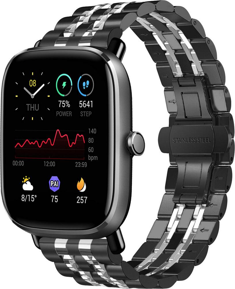 Браслет металлический Spinye Line для Amazfit GTS 2 mini Black Silver (29036-03)