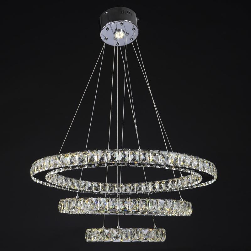 Люстра подвесная Brille BR-967S/68 W LED CH светодиодная хрустальные кольца - фото 3