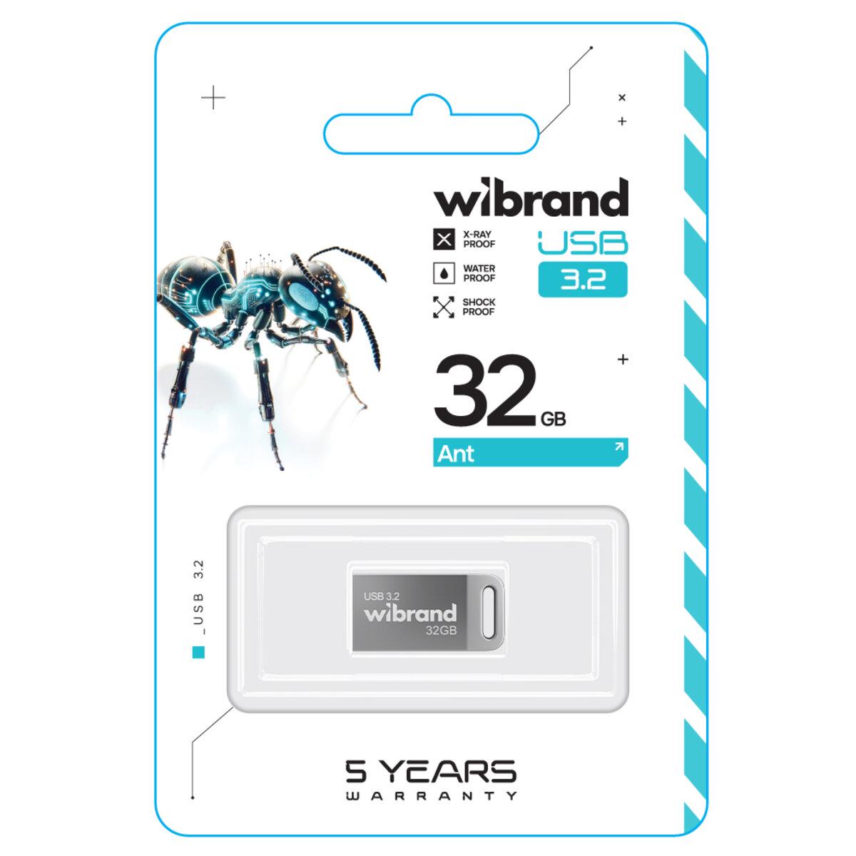 Флеш-память USB металлический моноблок Flash Wibrand WI3.2/AN32M4S USB 3.2 Gen1 Ant 32 Gb Silver (602187) - фото 1