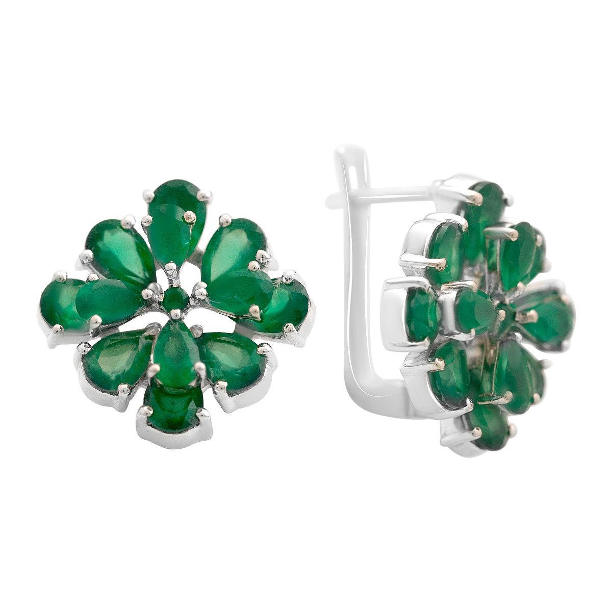 Сережки срібні з натуральним агатом у формі квітки Сережки срібні з натуральним агатом у формі квітки