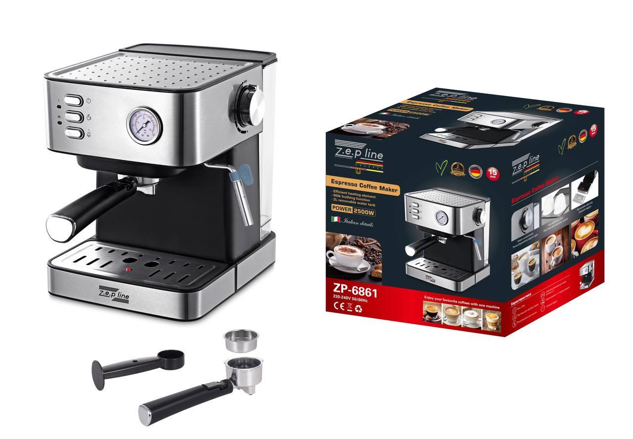 Кавоварка еспресо Zepline ZP-6861 2500 Вт з функцією спінювання молока Кавоварка еспресо Zepline ZP-6861 2500 Вт з функцією спінювання молока