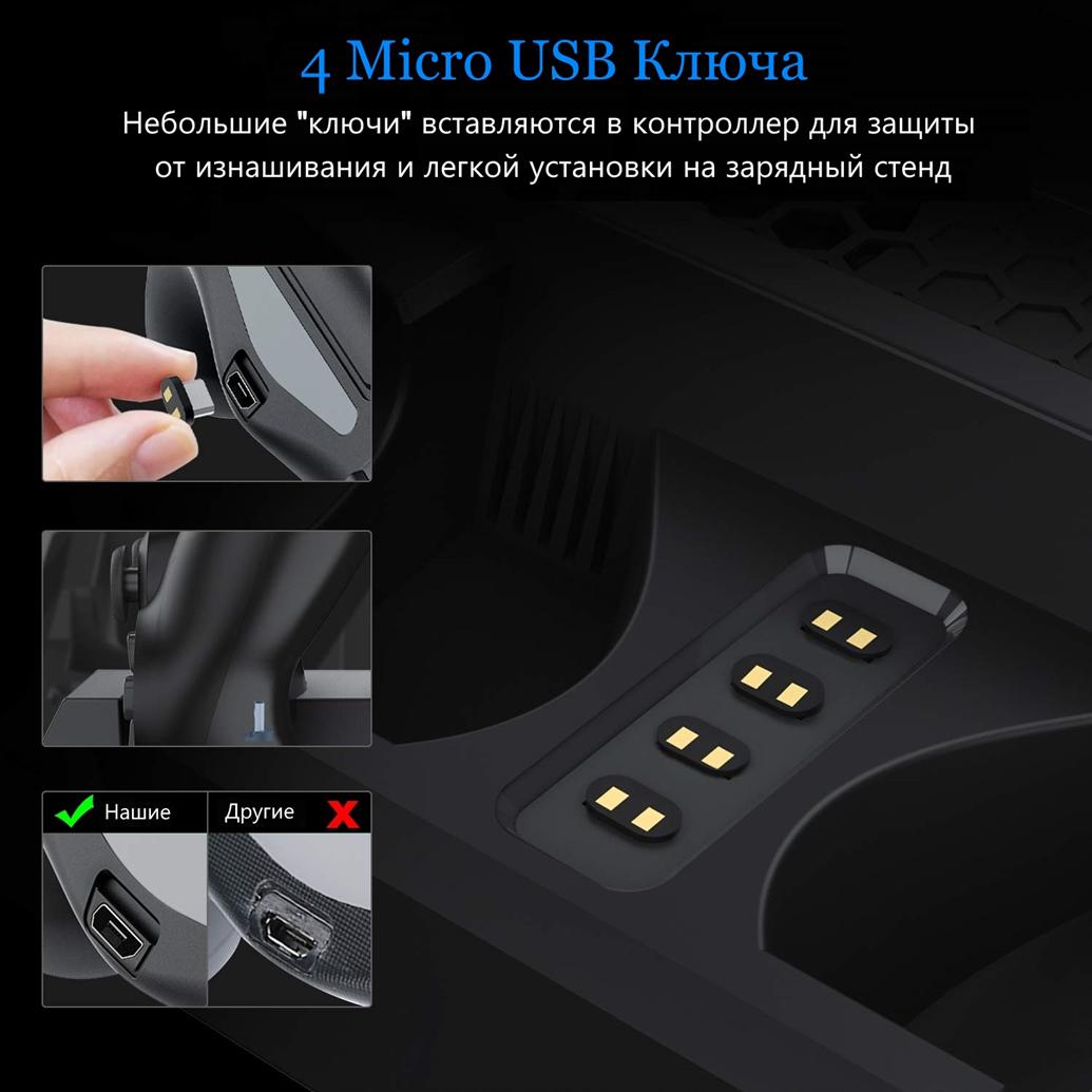 Зарядна док-станція XPRO PSCharger Dobe для Playstation 4/PS4 SLIM/PRO (102716472_2) - фото 4