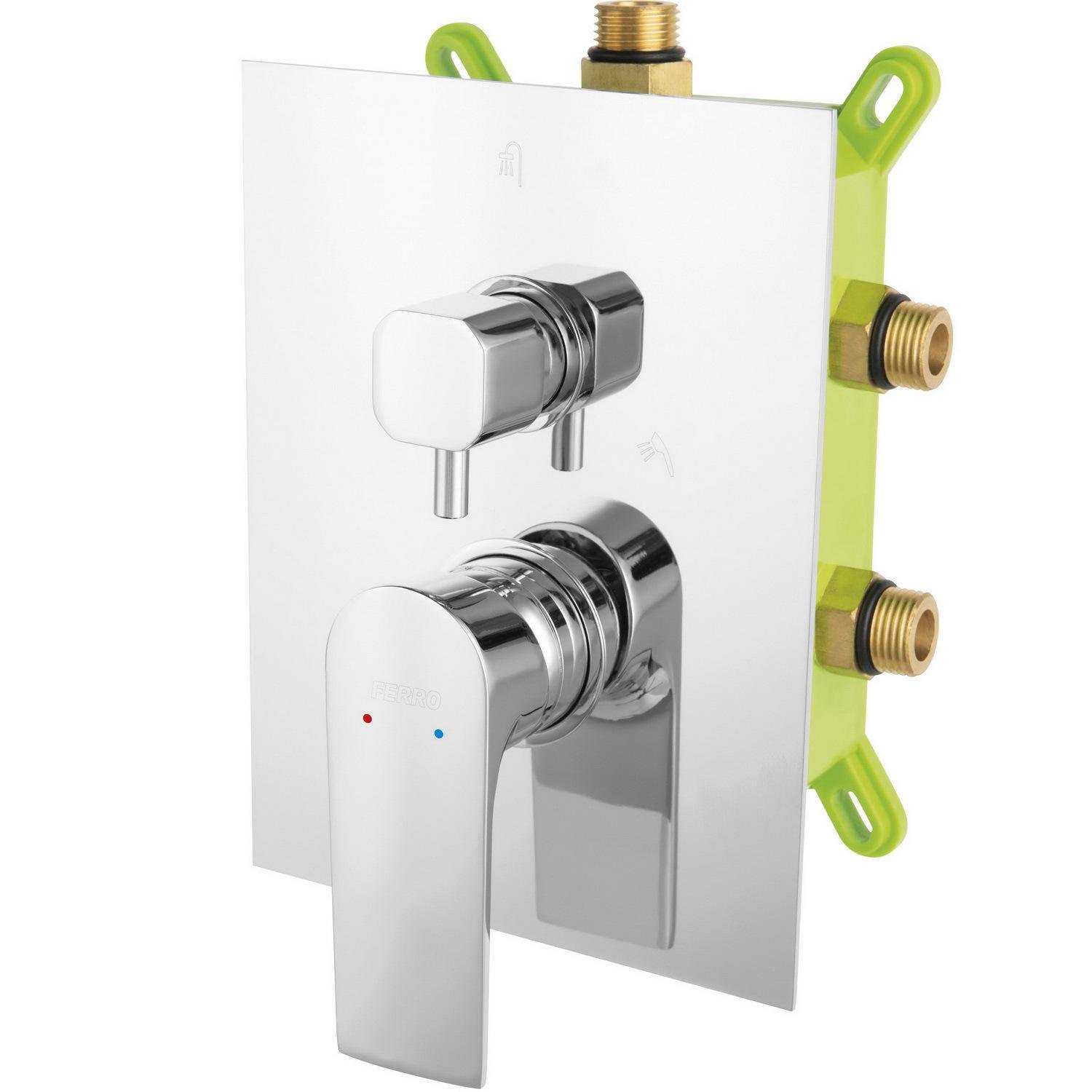 Змішувач прихованого монтажу Ferro Algeo Square BAQ7P3BOX з перемикачем Хром (247126)