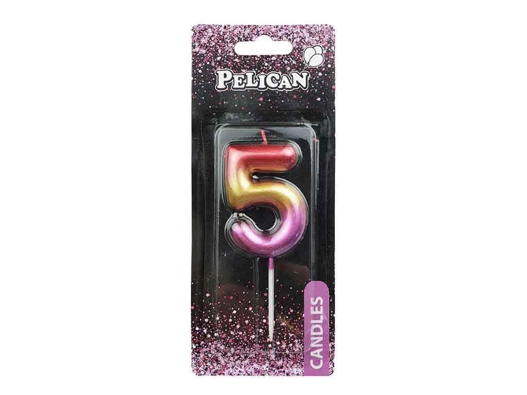 Свеча для торта Pelican 5 6 см Разноцветный (866065)