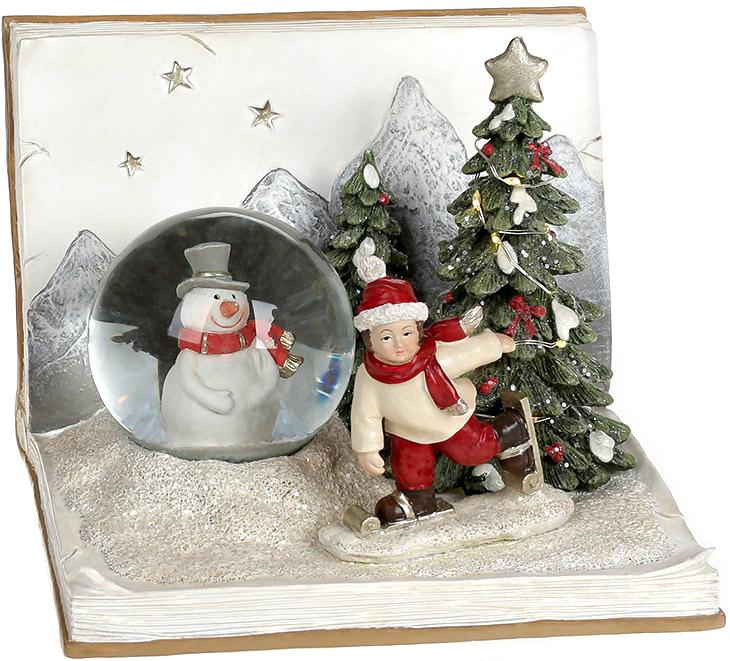 Новогодняя композиция Мальчик со Снеговиком с Led подсветкой 16х16х11,5 см (BD-890-134)