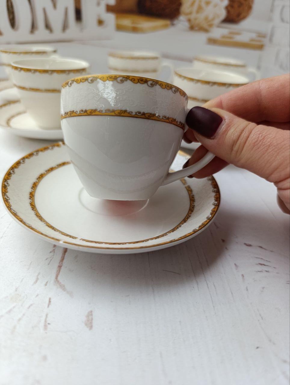 Сервиз кофейный SNT Перламутр фарфор 100 мл 12 пр. Белый (15307-1) - фото 2