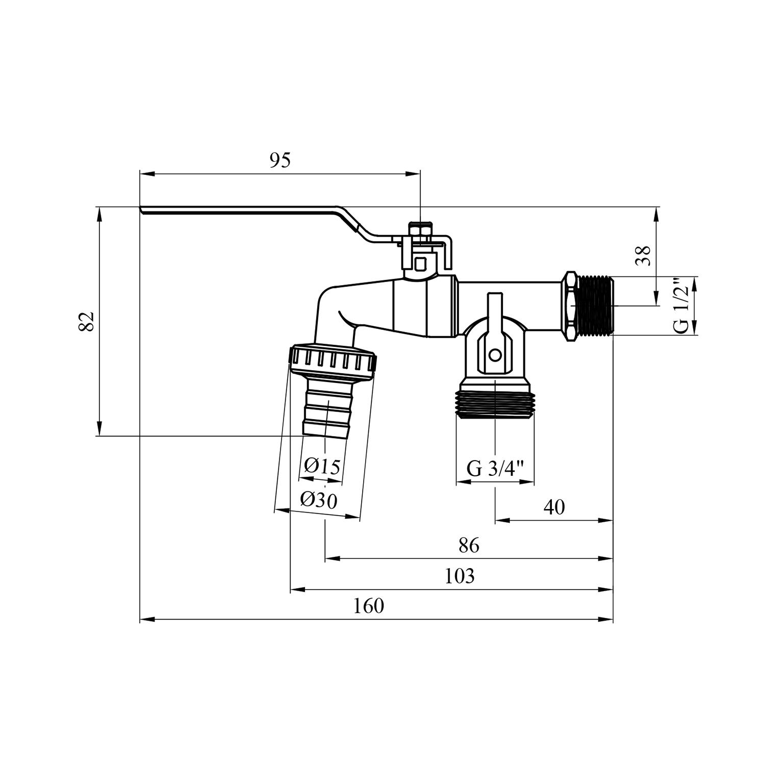 Кран шаровой поливочный Karro KR-12014 CV011562 1/2"x3/4" нр-нр-штуцер (177039) - фото 2