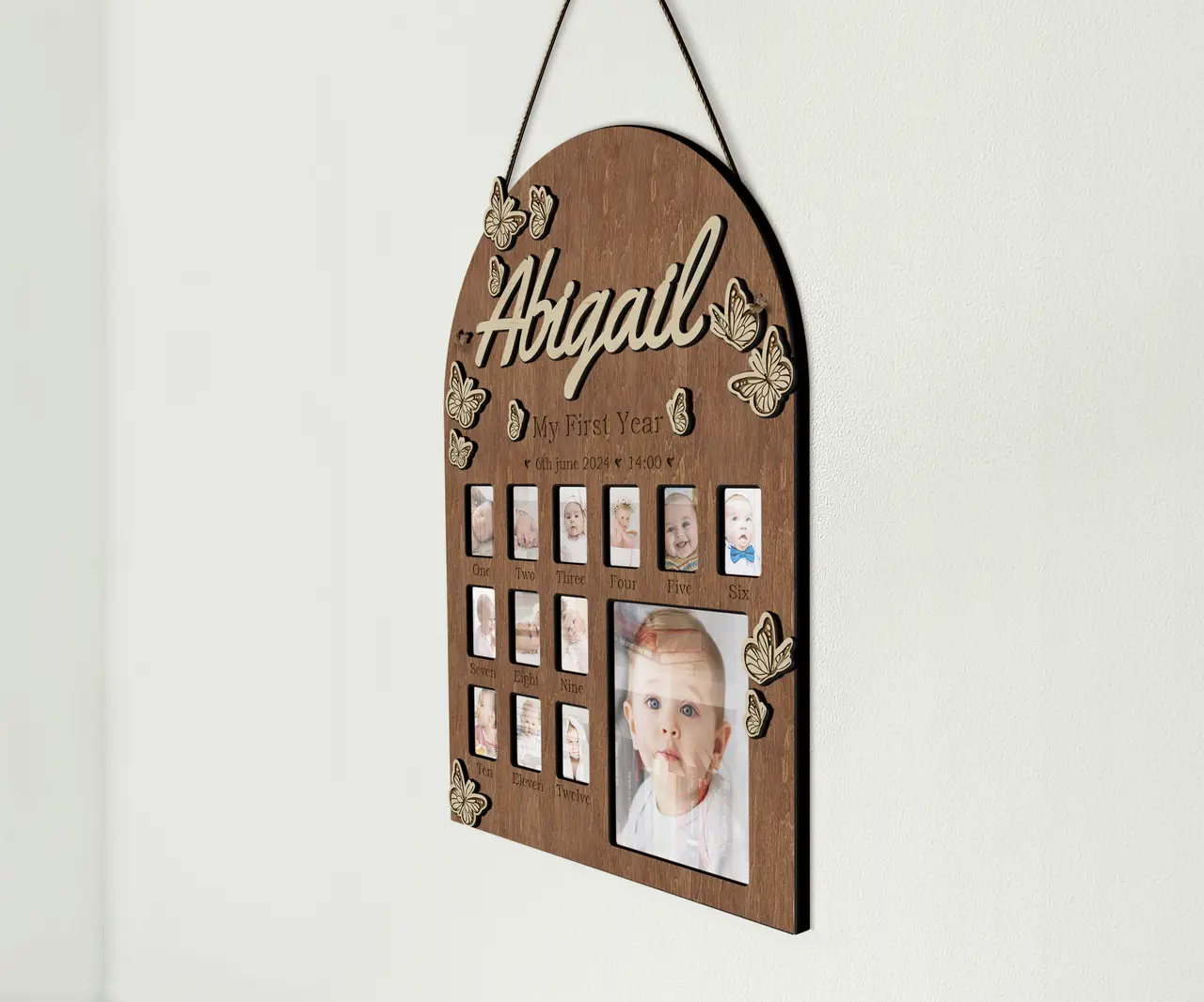 Фотоколаж дерев'яний The Frame Depot для першого року дитини на 13 фотографій Коричневий (first_year_butterfly-2) - фото 3 Фотоколаж дерев'яний The Frame Depot для першого року дитини на 13 фотографій Коричневий (first_year_butterfly-2) - фото 3