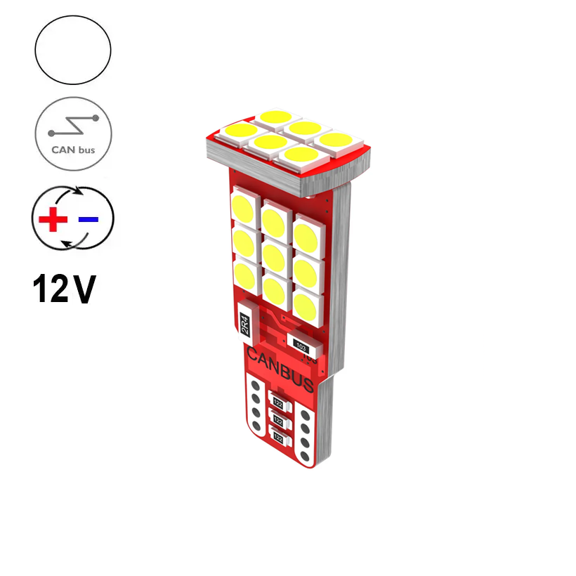 Автомобільна лампа Terra T10 W5W W2,1x9,5d 3030x24SMD 12V CanBus біполярна Білий (1799680030) - фото 2