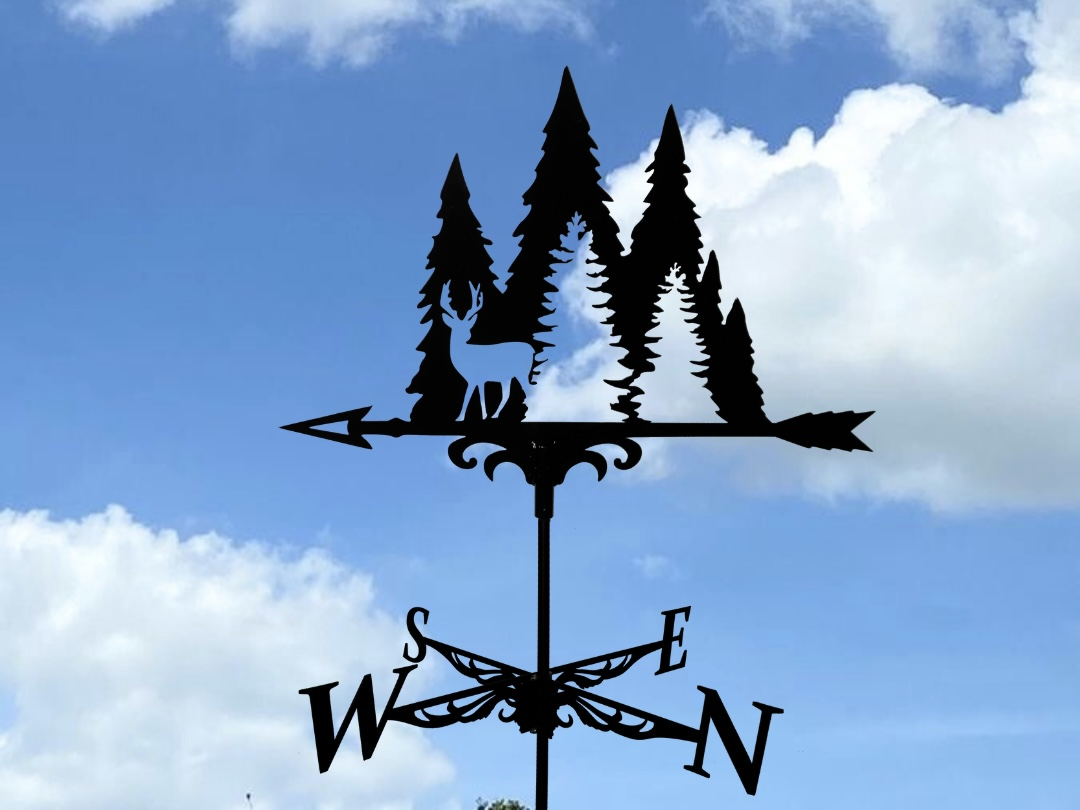 Флюгер на дах металевий Олень в лісі Чорний - фото 3