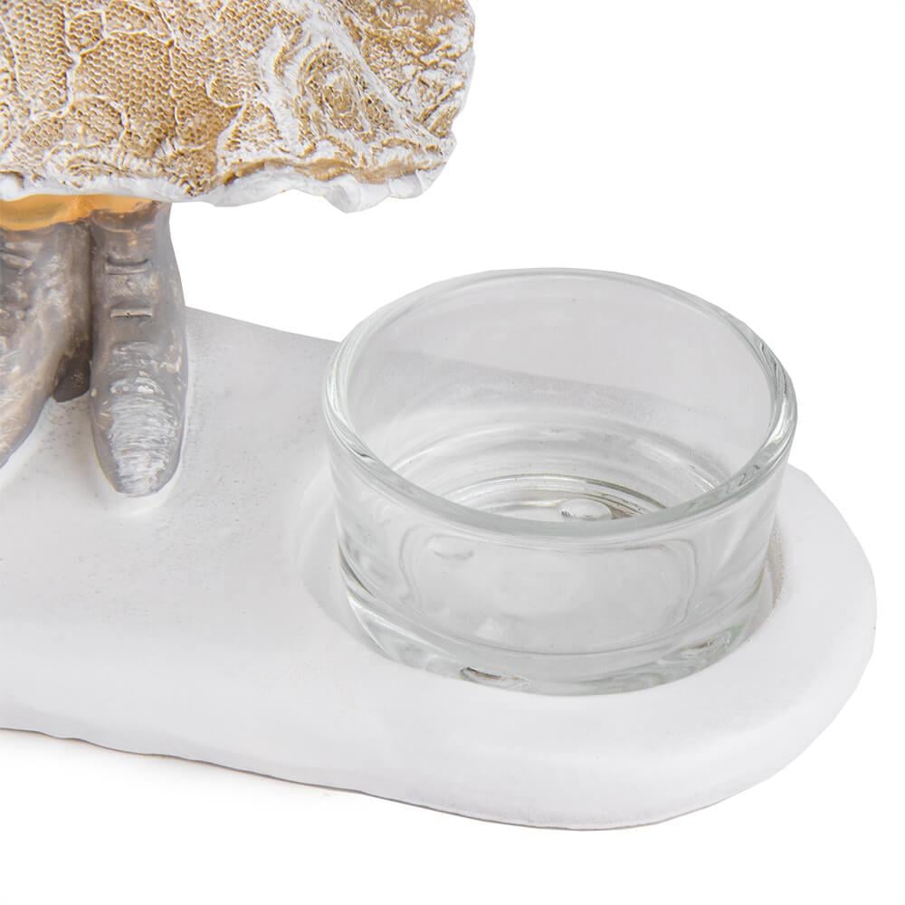 Декоративный подсвечник для интерьера Принцесса с кроликом из полистоуна Бело-золотой (147-81-6014-054) - фото 2 Декоративный подсвечник для интерьера Принцесса с кроликом из полистоуна Бело-золотой (147-81-6014-054) - фото 2