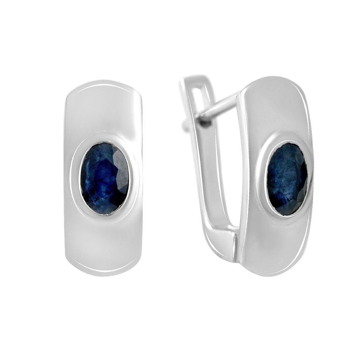 Серьги серебряные с натуральным сапфиром Серьги серебряные с натуральным сапфиром