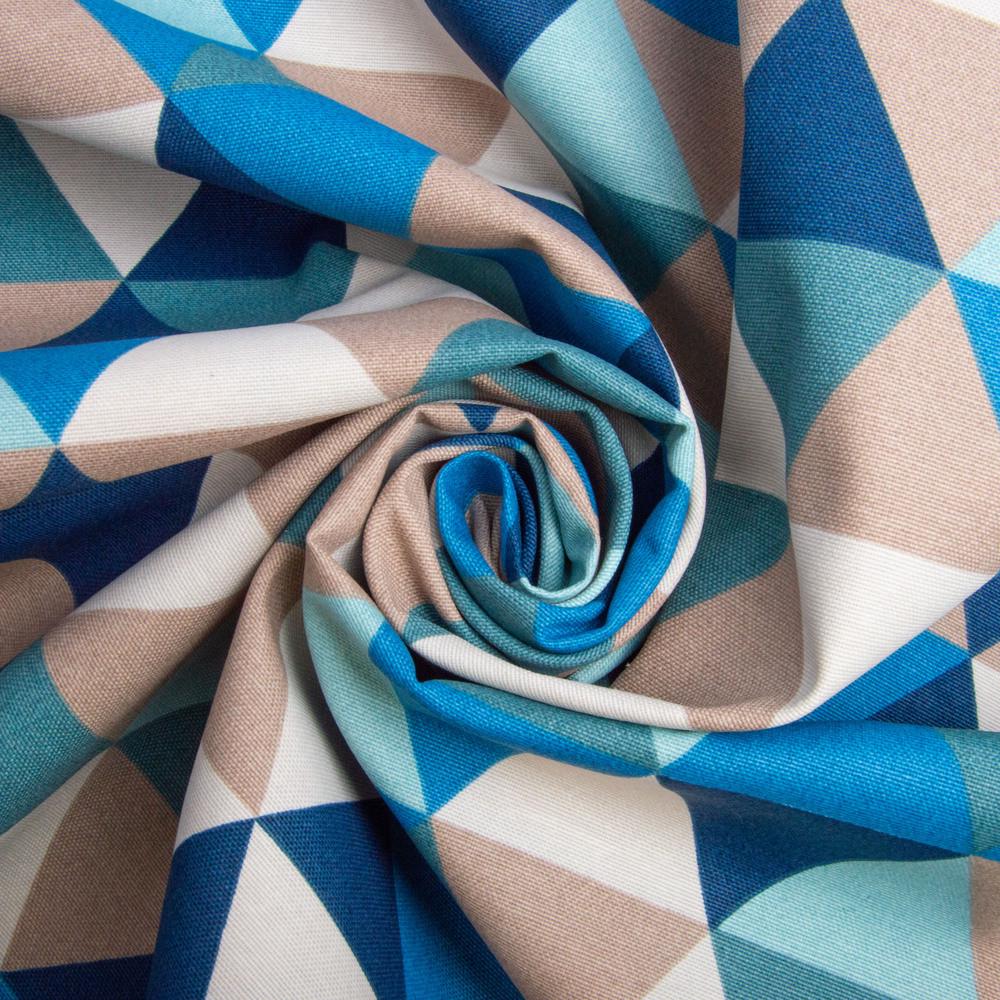 Ткань декоративная хлопок Треугольники с водоотталкивающей пропиткой V-07 Голубой (2361620647)