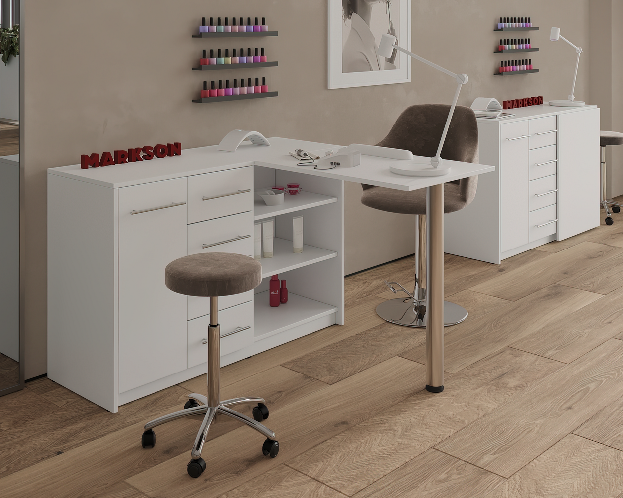 Маникюрный стол-комод М134 со складной столешницей Белый (21714845) - фото 3 Маникюрный стол-комод М134 со складной столешницей Белый (21714845) - фото 3