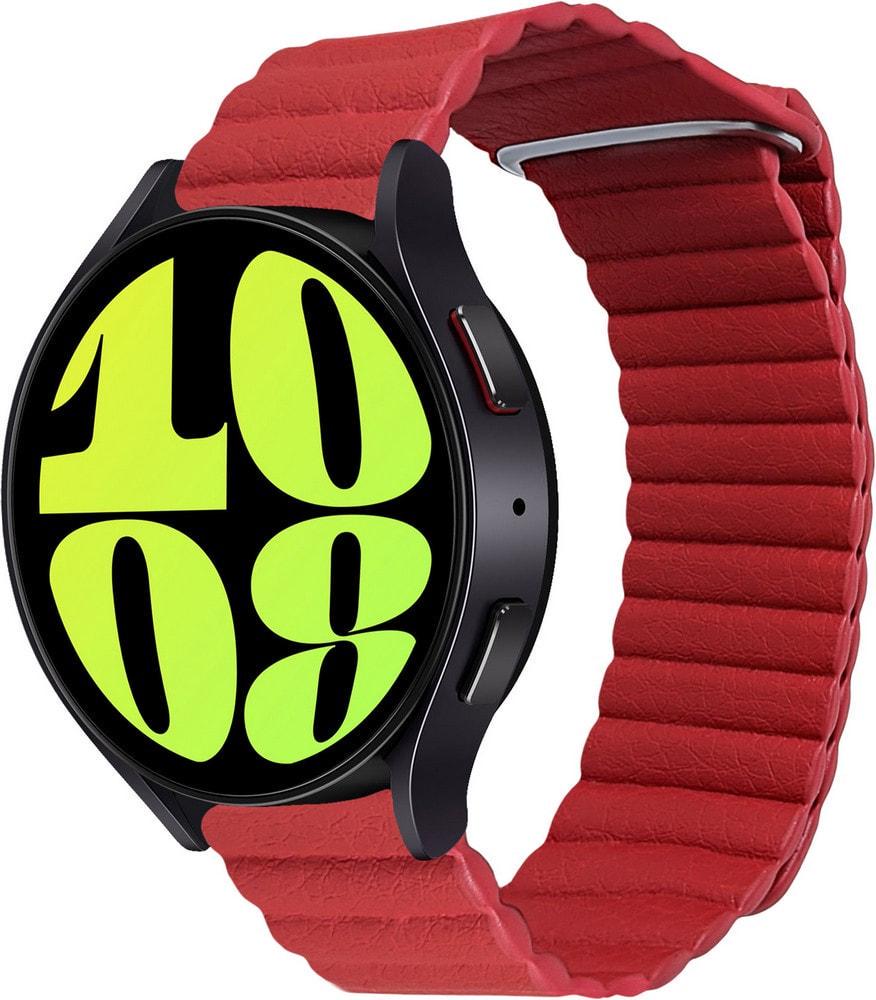 Ремешок кожаный Genis для Galaxy Watch 6 44 мм Red (37593-2D)