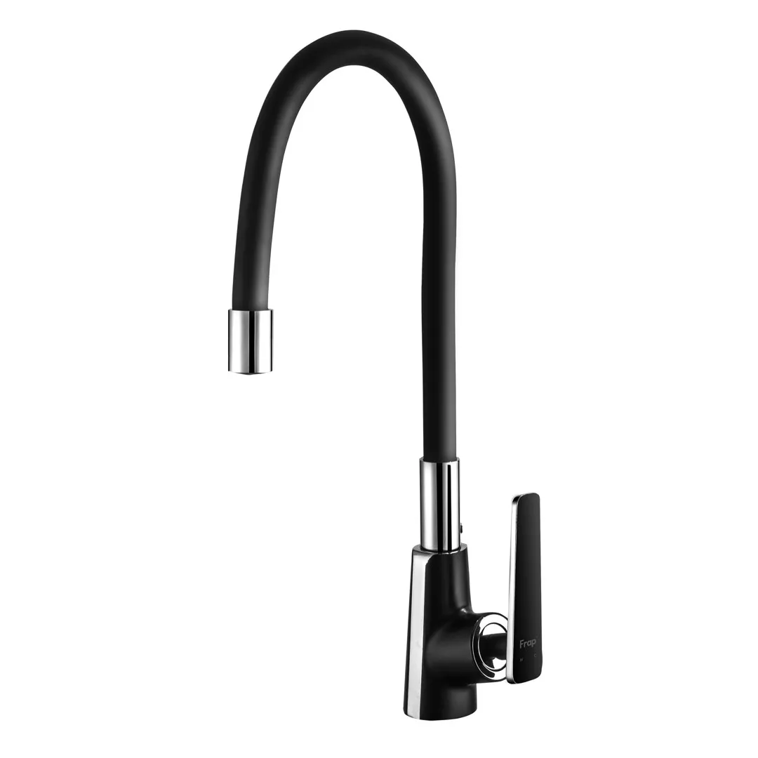 ᐉ Смеситель кухонный Frap F4457 с гибким изливом Черный/Хром (1037335 ...