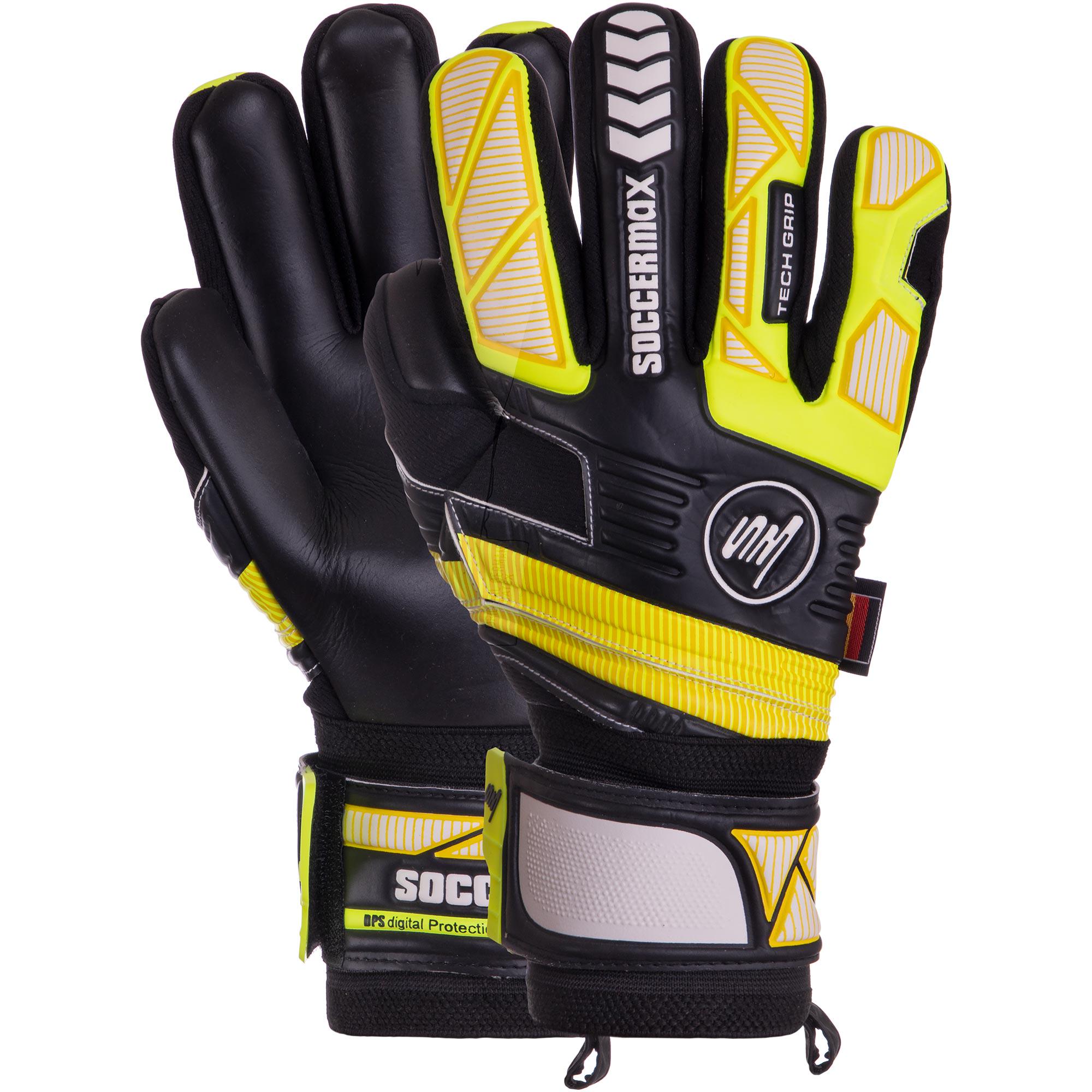 Перчатки вратарские Zelart SOCCERMAX GK-019 р. 8 Черный/Желтый (DR007791)