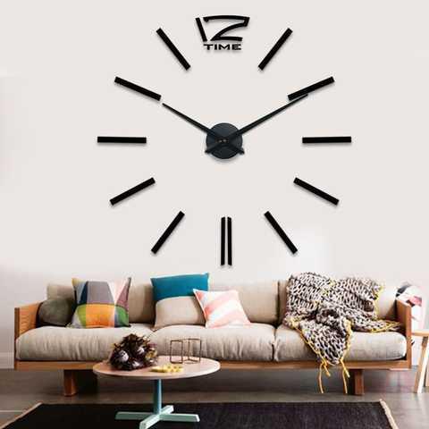 Годинник настінний 3D black DIY Clock 70-150 см Чорний (1825704622) - фото 3