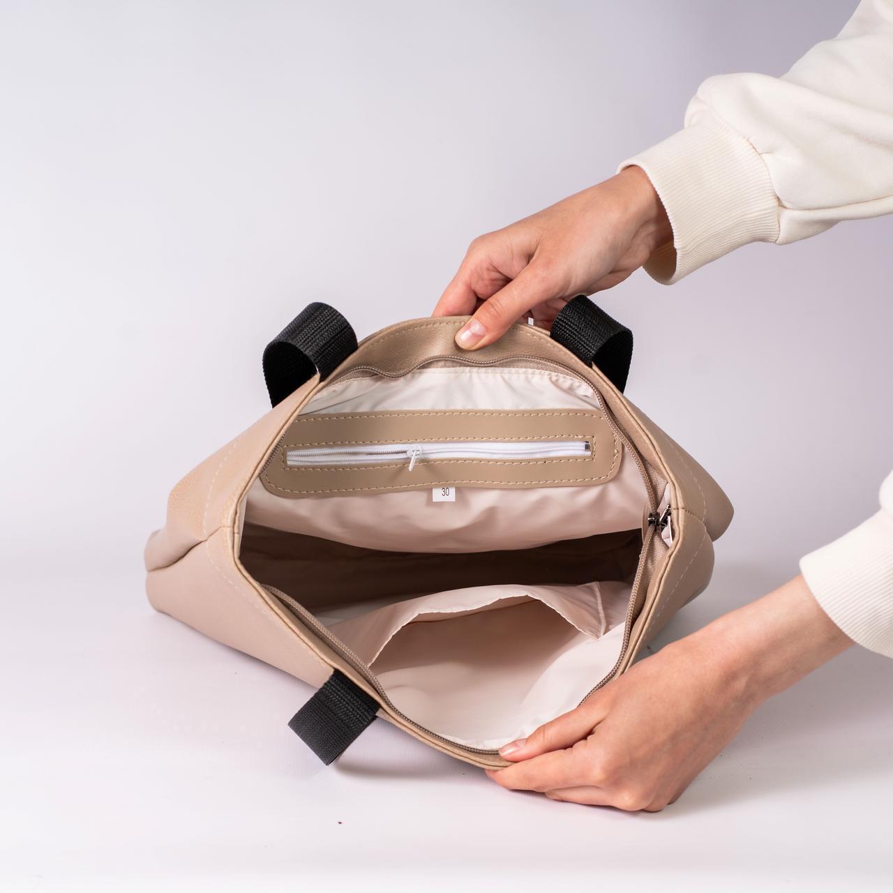 Сумка женская шопер XENIA № 35-24 из эко-кожи Бежевый - фото 3 Сумка женская шопер XENIA № 35-24 из эко-кожи Бежевый - фото 3