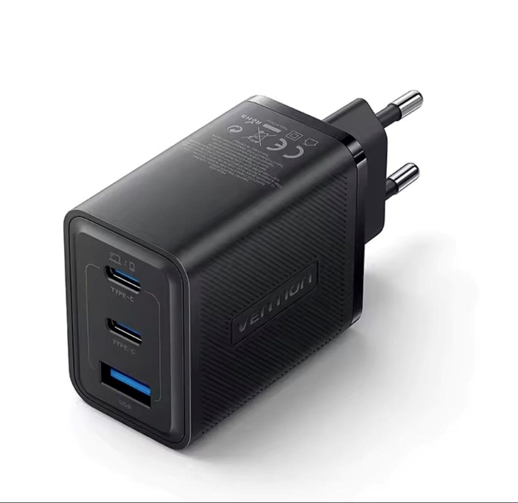 Зарядное устройство сетевое Vention GaN III PD 65W 2xType-C/1xUSB (30633832) Зарядное устройство сетевое Vention GaN III PD 65W 2xType-C/1xUSB (30633832)