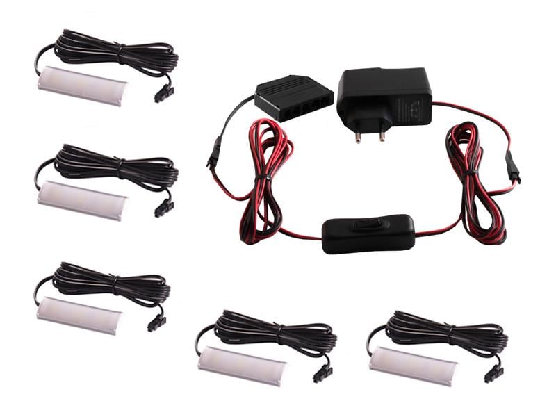 Комплект светодиодных светильников LEDUA для подсветки мебельных полок 5шт 220В 3,6Вт IP20 Синий (37248263)