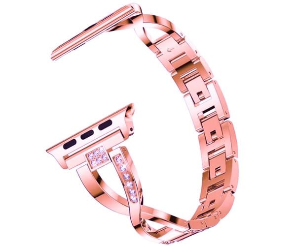 Ремешок металлический Diamond Glamour для Apple Watch Series 10 46 мм Розовый