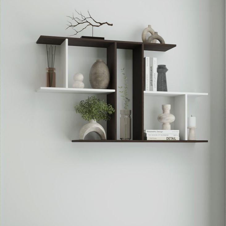 Полка настенная для книг/декора 104х60х18 мм Венге/Белый (T-8)