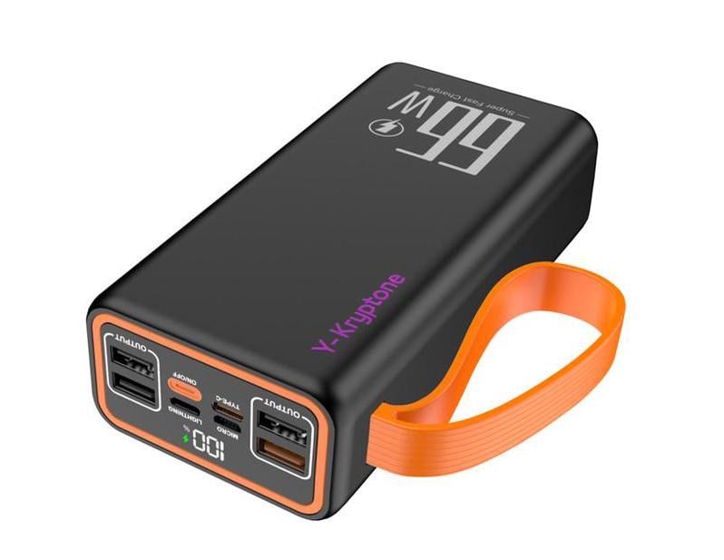 Повербанк Y-Kryptone GT-32 LED Light 30000 mAh QC3.0 22,5W 66W Super Fast Charge Black (YK-GT32L-B)