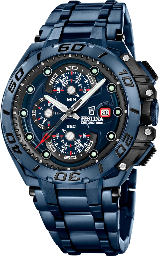 Наручные часы мужские Festina F20757/1 Chrono Bike со стальным корпусом/сапфировым стеклом WR 200 м и синим циферблатом Наручные часы мужские Festina F20757/1 Chrono Bike со стальным корпусом/сапфировым стеклом WR 200 м и синим циферблатом