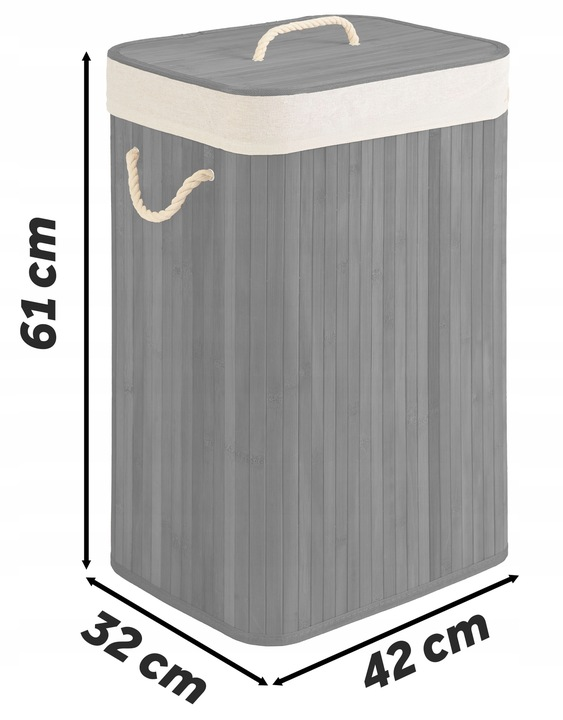 Кошик для білизни бамбуковий Massido 1 відділення знімна вкладка 72 л 61х42х32 см Чорний - фото 5 Кошик для білизни бамбуковий Massido 1 відділення знімна вкладка 72 л 61х42х32 см Чорний - фото 5
