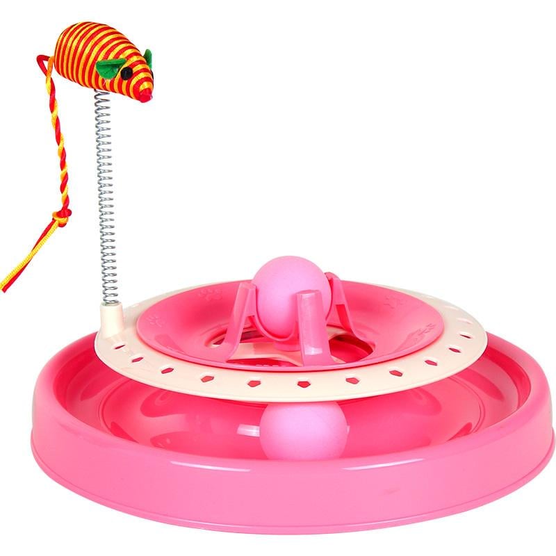 Інтерактивний трек для кішок з кульками і пружиною Cat Scratch Pen Рожевий (2104618638) - фото 1