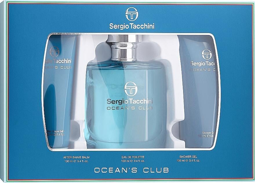 Подарунковий набір для чоловіків Sergio Tacchini Ocean's Club edt 100 мл/100 мл ash/balm/100 мл s/g (401106)