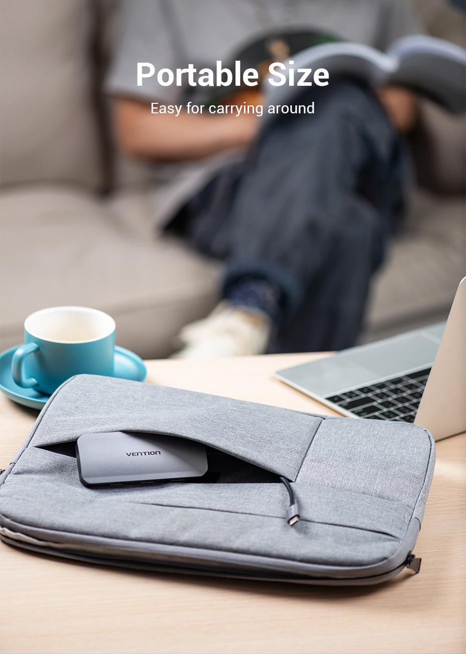 USB-хаб Vention Type-C-4x USB 3.0/Micro-USB/5 Гбит/с USB-C через Micro-B металлический Серый (TNAHB) - фото 12