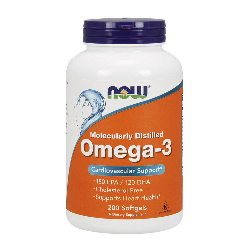 Рыбий жир Now Foods Omega-3 molecularly distilled 180 EPA/120 DHA 200 шт. (04559-01)