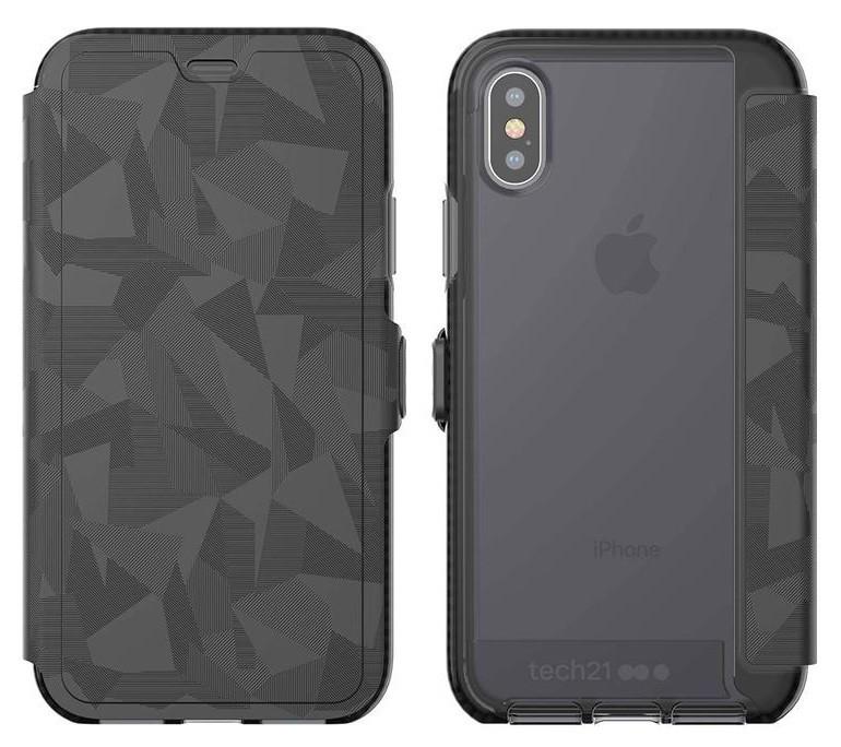 Противоударный чехол-книжка с отделением для кредитных карт/прав Tech21 Evo Wallet Stealth для Iphone X/XS