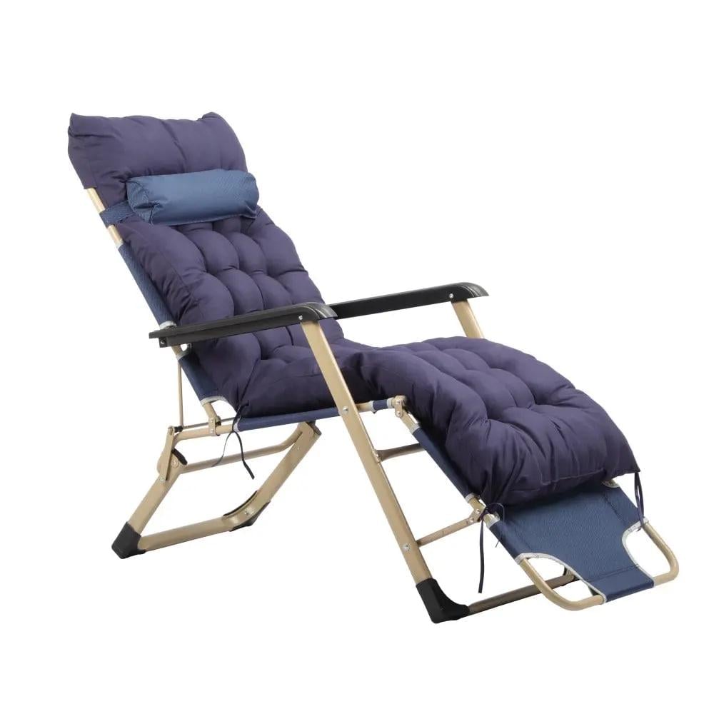 Шезлонг лежак садовый 02/06 пляжный с матрасом 150 кгСиний