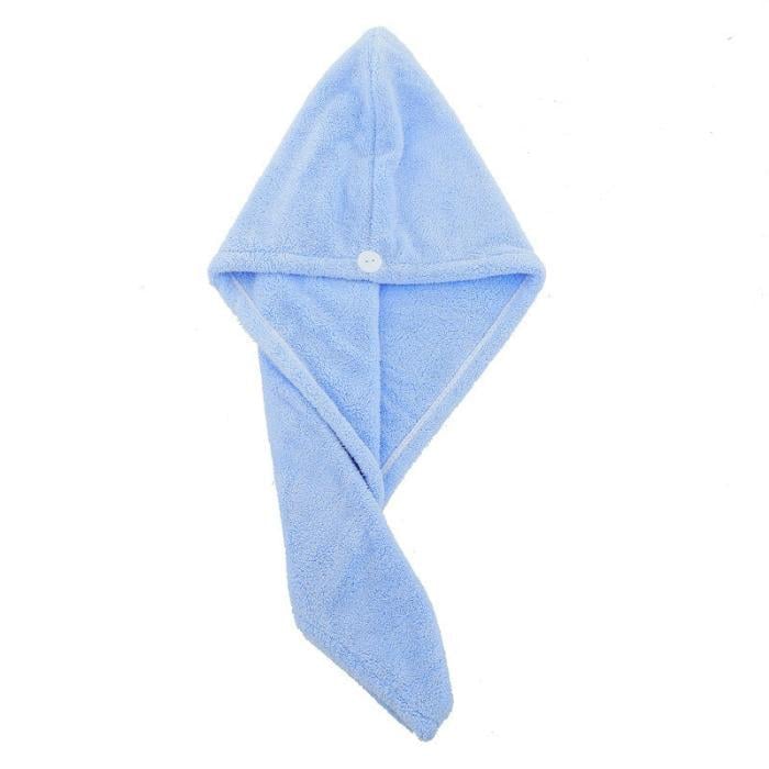 Полотенце тюрбан для сушки волос из микрофибры с пуговицей HairTowel 64х24 см Голубой (201)