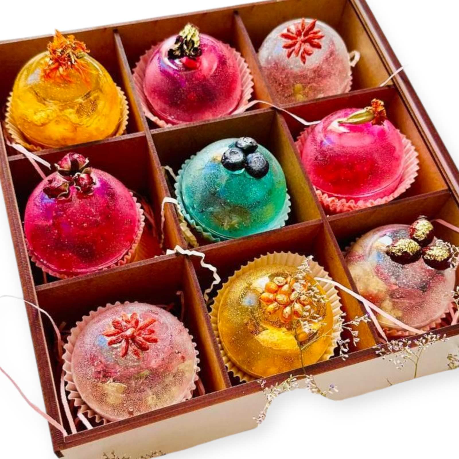 Подарочный набор чайными бомбочками 9 шт. в подарочной упаковке (28587613)