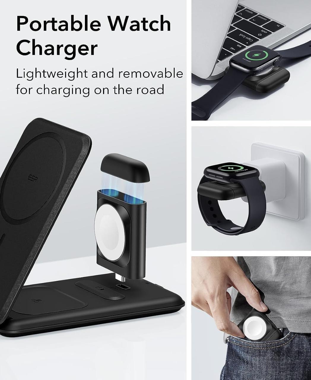 Док-станція MagSafe ESR HaloLock Travel Wireless Charging Set для iPhone/Apple Watch (2175841091) - фото 5