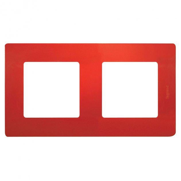 Рамка 2 поста Legrand 672532 Etika пластик Красный  (11562153)
