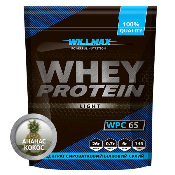 Протеин сывороточный Whey Protein 65% Willmax 1 кг Ананас с кокосом (3122) - фото 1