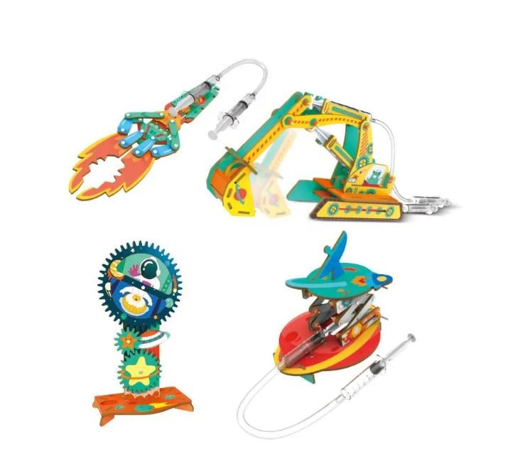 Конструктор научный 3D STEM 4в1 Гидравлические маШина деревянные для экспериментов (4093A)