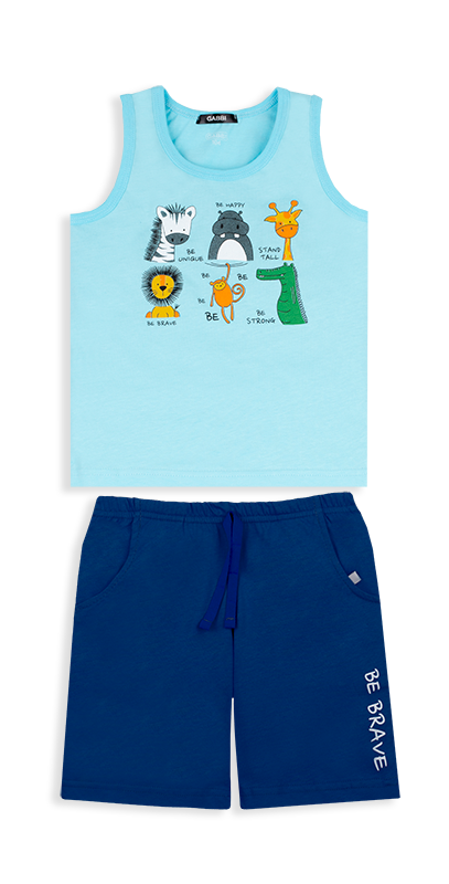 Костюм дитячий бавовняний літній для хлопчика Gabbi KS-20-15-1 Чувачки 104 см Бірюзовий/Синій (12118)