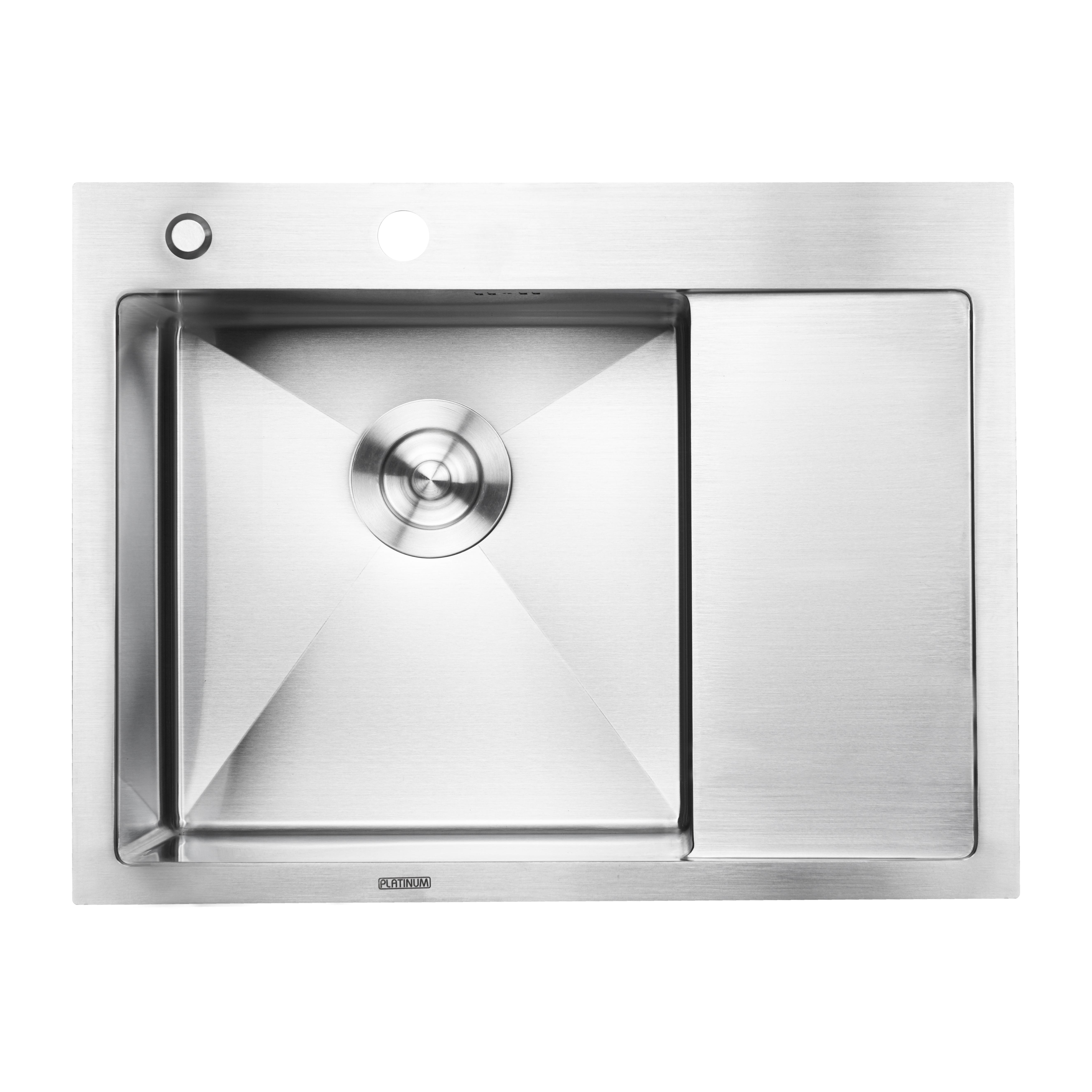 Мойка для кухни Platinum Handmade L с креплением 650x500x230