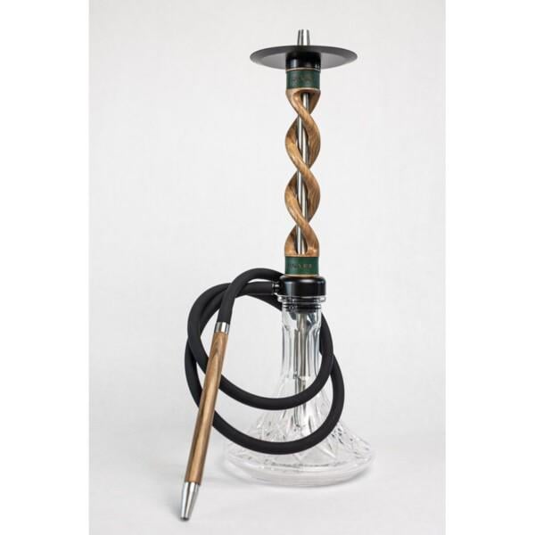 Кальян Snake Hookah Walnut Green Edition дизайнерская модель из натурального ореха и нержавеющей стали
